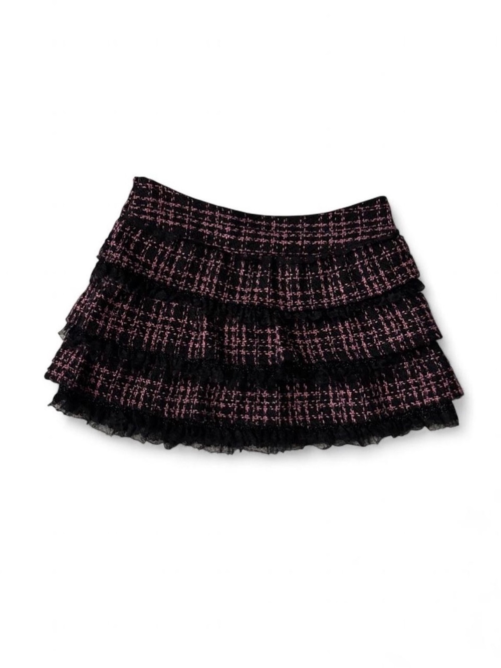 Juicy Girl knit lace mini skirt size M pink black